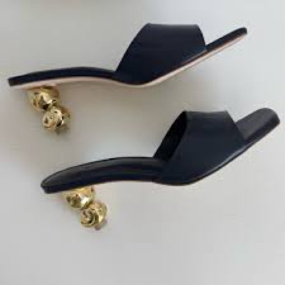 Cult Gaia Gigi Slide Sandal in Navy & Gold - Picture 2 of 10